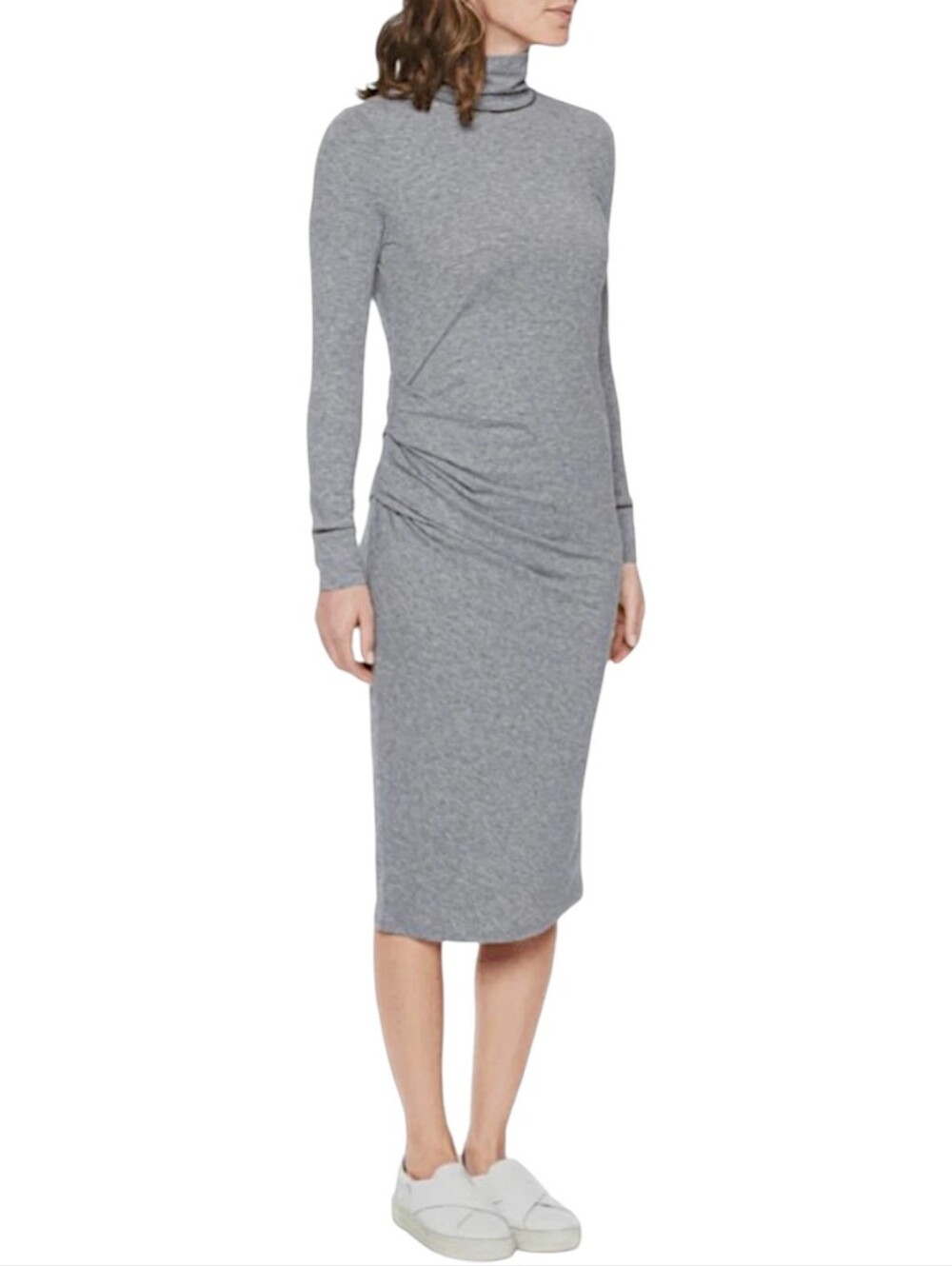 Athleta Industry Turtleneck Midi Dress Heather Grey L